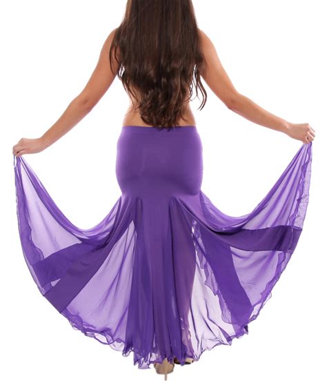 Egyptian Style Belly Dance Skirt With Ruffle Side Slit In
