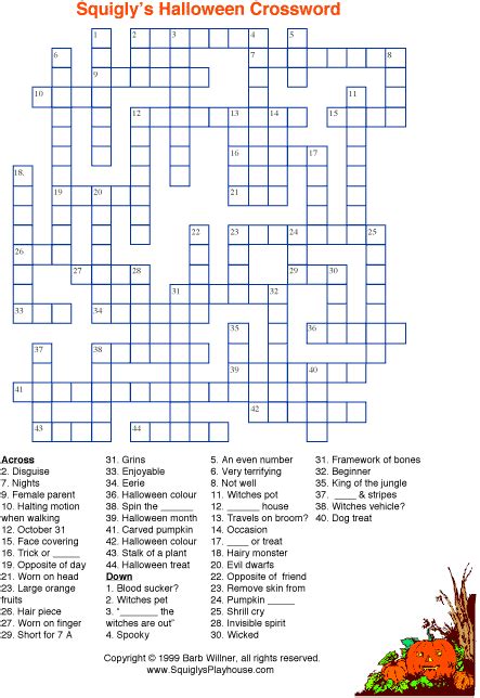 halloween crossword puzzle printable paringin st