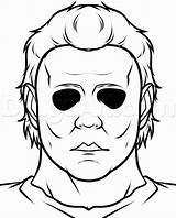 Myers Michael Coloring Halloween Drawing Pages Scary Draw Easy Drawings Mask Step Printable Sketch Kids Horror Movies Stuff Painting Jason sketch template