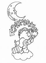 Coloring Pages Bedtime Library Clipart Bear Moon Care sketch template