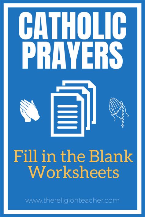 catholic prayer fill   blank worksheets  religion teacher