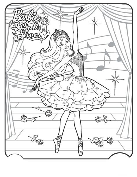barbie ballerina coloring page  shown  black  white