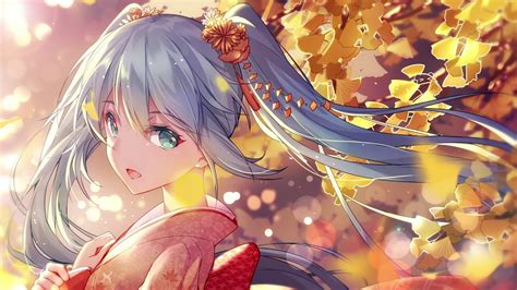 Live Wallpapers Hatsune Miku With Leaves 1080p Seamless