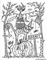 October Coloring Pages Animals Cute Printable Halloween Print sketch template