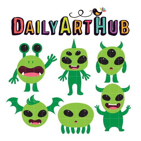 cute alien characters clip art set daily art hub graphics