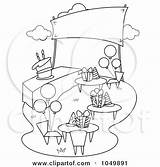 Birthday Garden Party Outline Coloring Illustration Royalty Bnp Studio Rf Clip Clipart sketch template