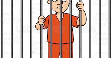 A Scared Man Behind Bars Cartoon Clipart Vector Clipart