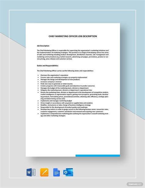 Chief Marketing Officer Job Description Template Download In Word