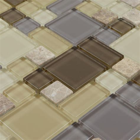 Glass And Stone Blend Mosaic Marble Wall Tiles