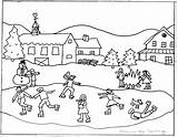Coloring Winter Pages Scene Printable Village Beach Scenes Drawing Landscape Fall Kids Christmas Colouring Sheets Autumn Getcolorings Print Skating Color sketch template