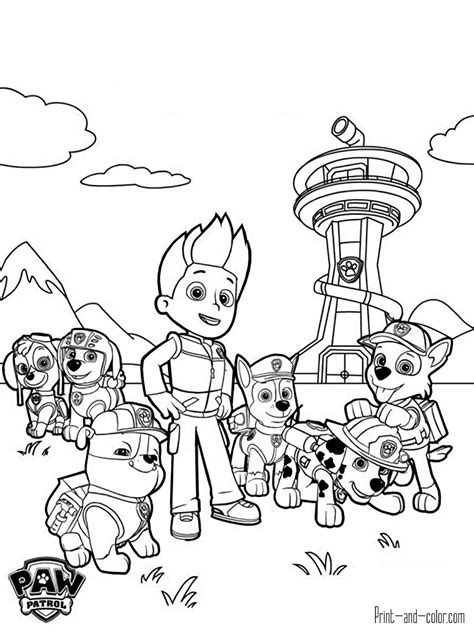 printable paw patrol color pages
