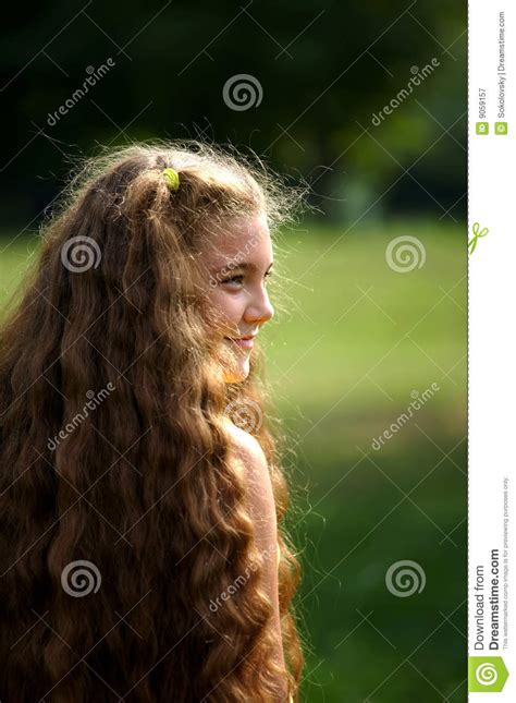 Cute Girl With Very Long Hair Royalty Free Stock