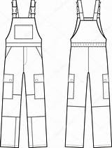 Overalls Work Front Back Vector Stock Illustration Depositphotos sketch template