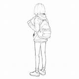 Backpack Anime Drawing Getdrawings sketch template