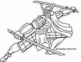 Samurai Helmet Pintar Ninjas Katanas Duas sketch template