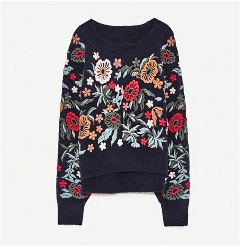 embroidery sweater pullovers jumper flowers large oversize