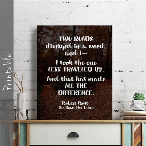 Robert Frost Poem I Took The One Less Traveled By Printable Etsy