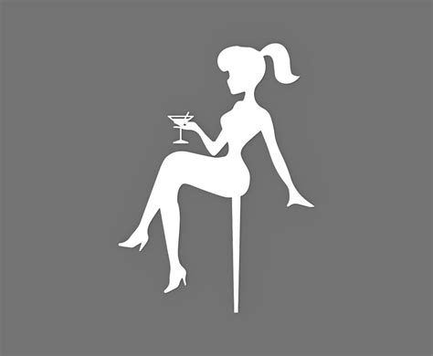 Girl Sitting Silhouette Cake Topper 60056 Martini Glass Etsy
