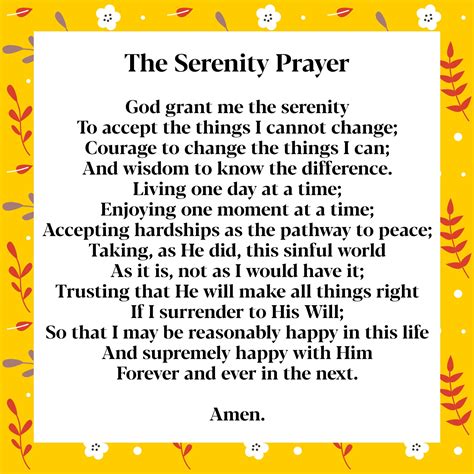 serenity prayer version    printables printablee
