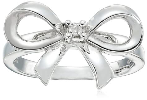 amazoncom sterling silver diamond bow ring  cttw size  jewelry
