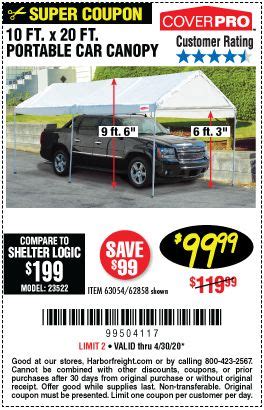 coverpro  ft   ft portable car canopy   car canopy harbor freight tools