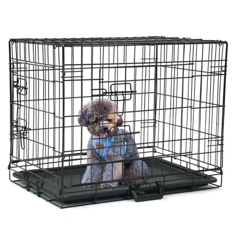 zimtown  dog kennel folding steel crate pet cage animal cage  door