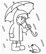 Rainy Coloring Rain Pages Kids Printable Drawing Spring Jacket Boy Umbrella Colouring Days Sheets Under His Color Weather Adults Print sketch template