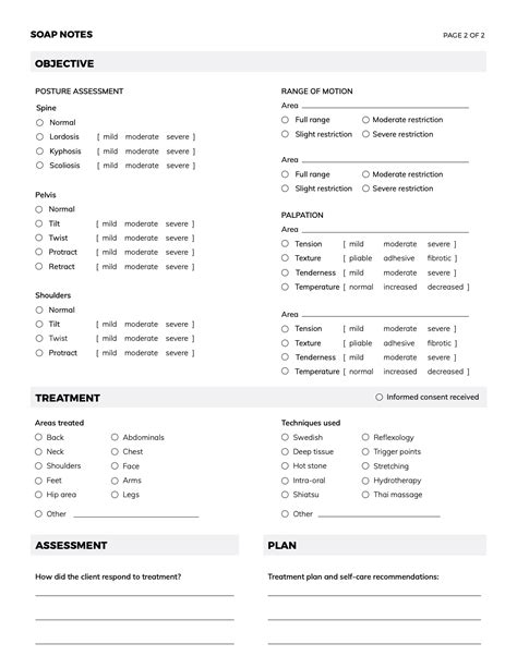 free soap notes for massage therapy templates