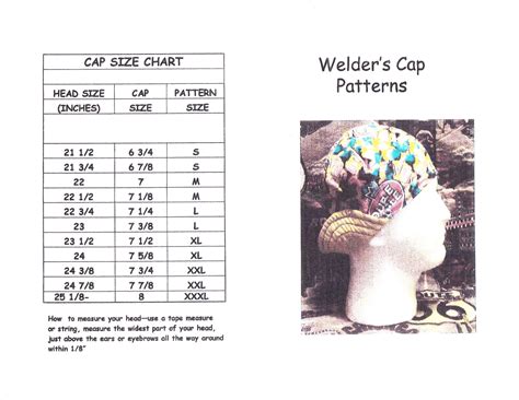 weld cap size chart