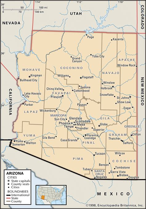 arizona geography facts map history britannica