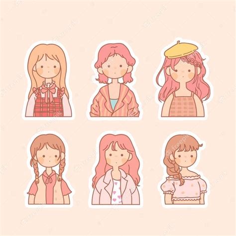 premium vector collection  cute girl  sticker