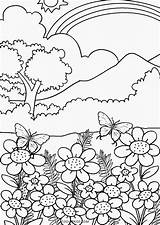 Kids Scenery Drawing Pages Nature Coloring Printable Getdrawings sketch template
