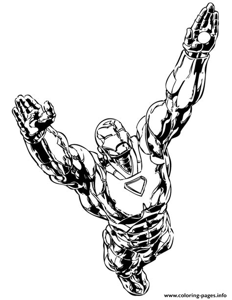 classic iron man flying coloring pages printable