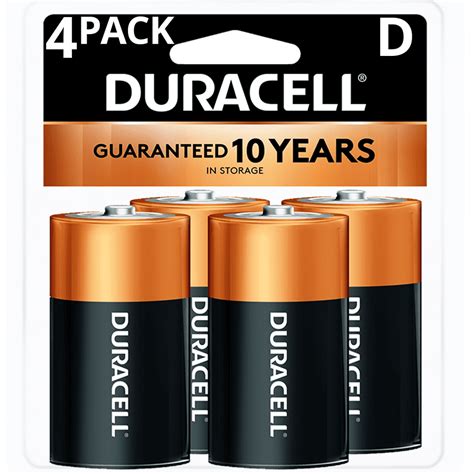 Duracell Coppertop D Battery Long Lasting D Batteries 4 Pack
