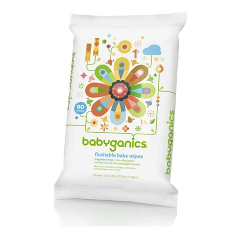 babyganics flushable baby wipes resealable pack unscented  ct
