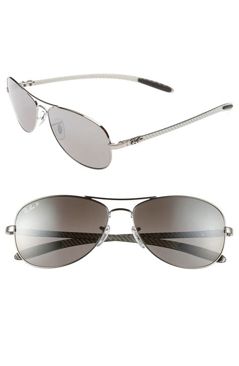 ray ban tech polarized 59mm aviator sunglasses in silver for men lyst