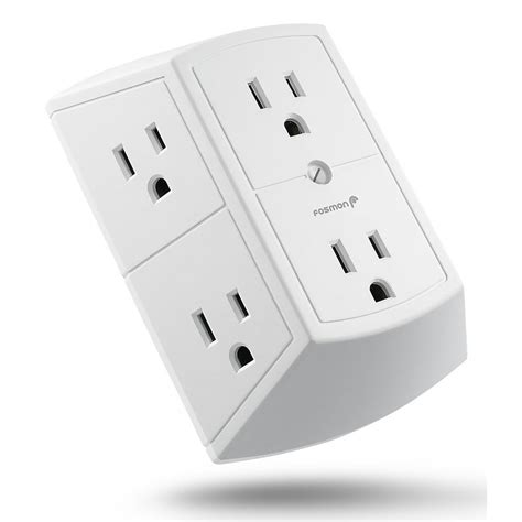 outlet wall adapter tap fosmon etl listed  vac hz watts  sided grounded indoor