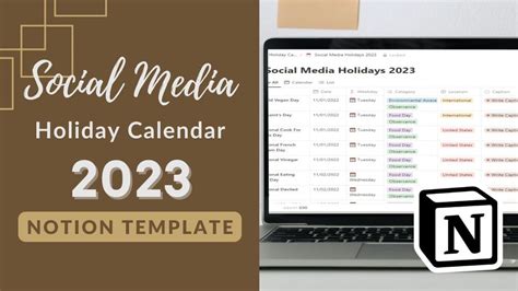 social media holiday calendar  notion template