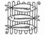 Grigliata Pesce Elpulpo Alimenti Colorare Disegno Carnes sketch template