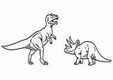 Rex Triceratops Coloring Versus Color sketch template