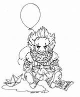 Coloring Pennywise Scary Jadedragonne Lineart Fairy Clown Dufort Sally Scooby Gang sketch template