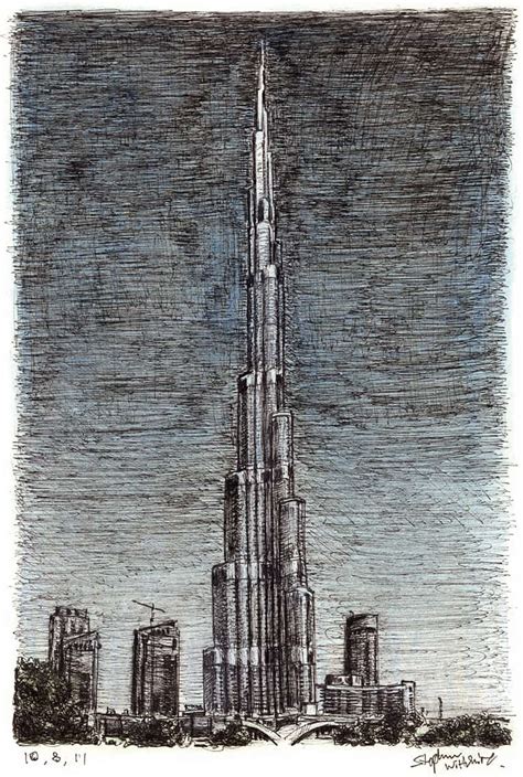 burj khalifa dubai original drawings prints