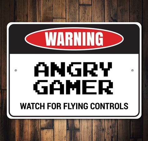 angry gamer sign warning pro gamer flying controller love etsy