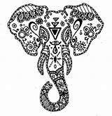 Elephant Coloring Tribal Pages Getcolorings sketch template