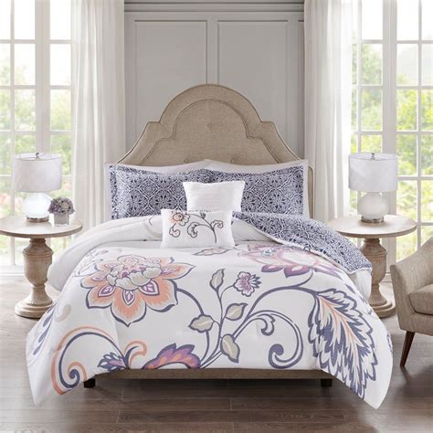 design gratia indigo  piece reversible print comforter set fullfull queen blue