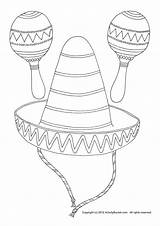 Maracas Sombrero Getdrawings Mexican sketch template