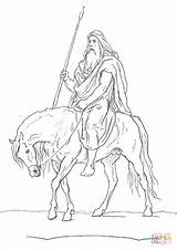 Coloring Pages Odin Norse Mythology Gungnir Atop Sleipnir Holding Printable Color Print Drawing Drawings Colorings Getcolorings Getdrawings 24kb 29kb sketch template