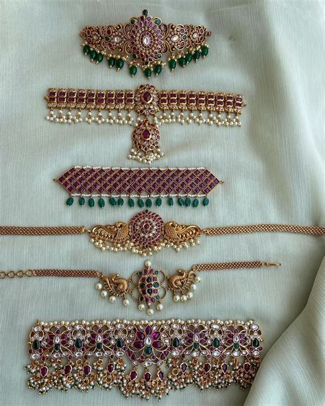 antique style choker necklace designs south india jewels