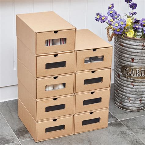 pack  recycled visible corrugated cardboard shoe storage boxes xx ebay