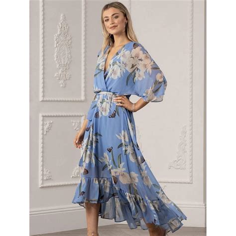 Yumi Urban Light Blue Floral Wrap Dress Light Blue House Of Fraser